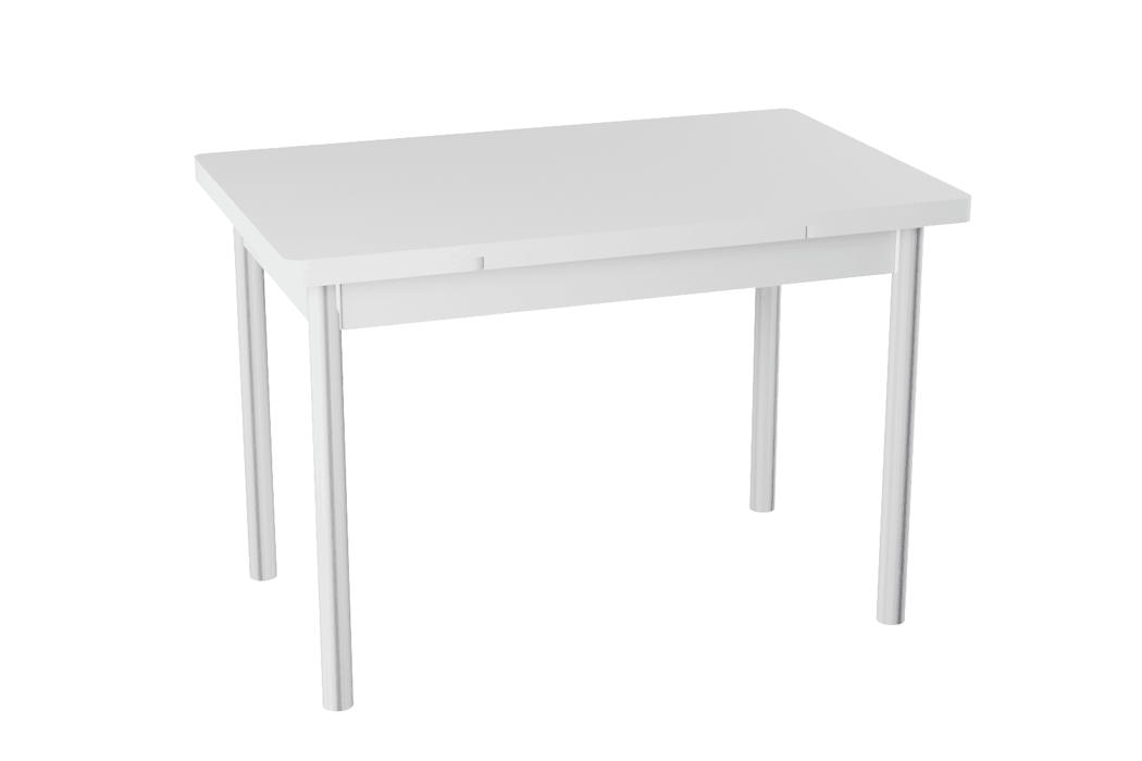 стол Милан-мини EVO 90х60 (+30+30) (ноги 4 чёрный) (белое/белый цемент)