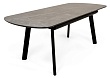 стол Шамони-1 (керамика) 140х85(+37) (ноги черные) (Серый мрамор)