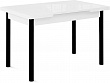 стол Милан-1 EVO 110х70 (+30+30) (ноги 4 чёрный) (белое/белый цемент)