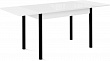 стол Милан-1 EVO 110х70 (+30+30) (ноги 4 чёрный) (белое/белый цемент)
